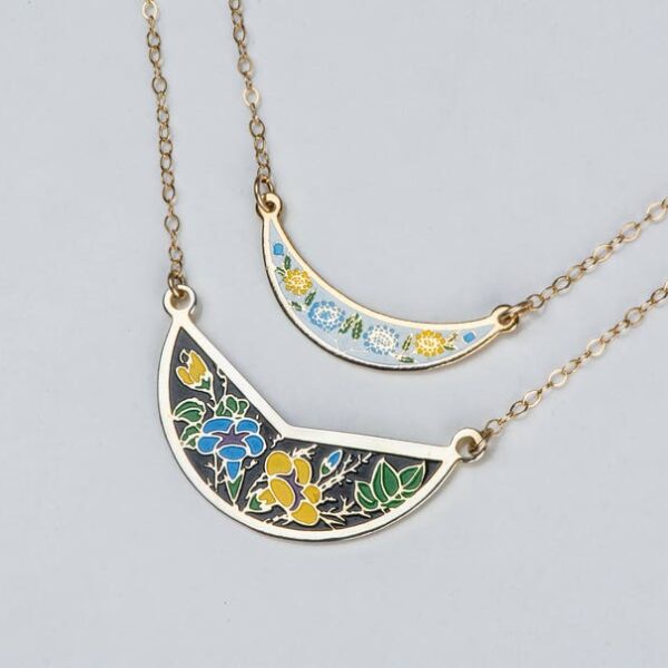 Vintage Modern Boho Bib Necklace Set, Short Necklaces Yellow Flower Jewelry