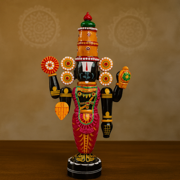 Handcrafted Etikoppaka Wooden Lord Balaji Statue-16 inches