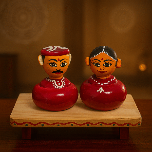 Handcrafted Etikoppaka Wooden Boy & Girl Box Set