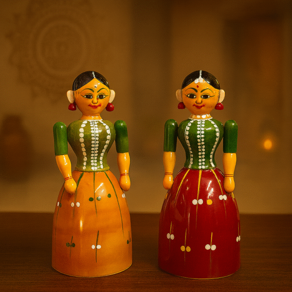 Handcrafted Etikoppaka Wooden Butta Bomma Set (Big)