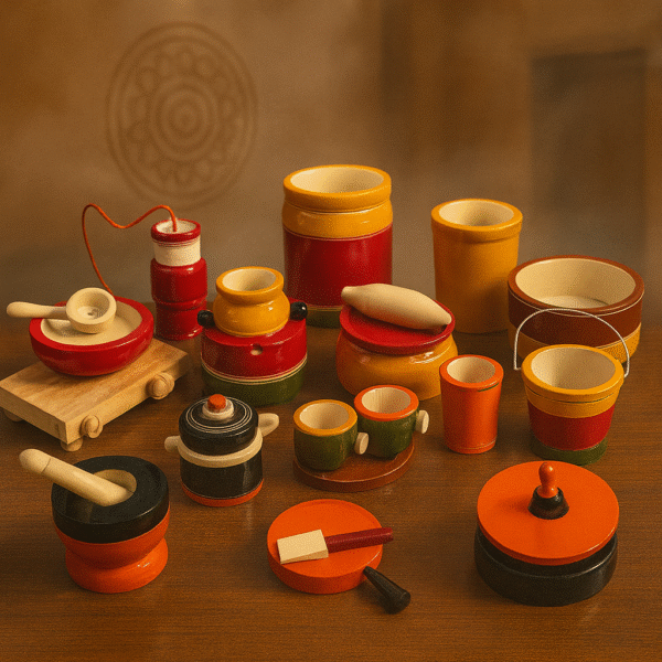 Handcrafted Etikoppaka Wooden Cooking Set (Big Size)
