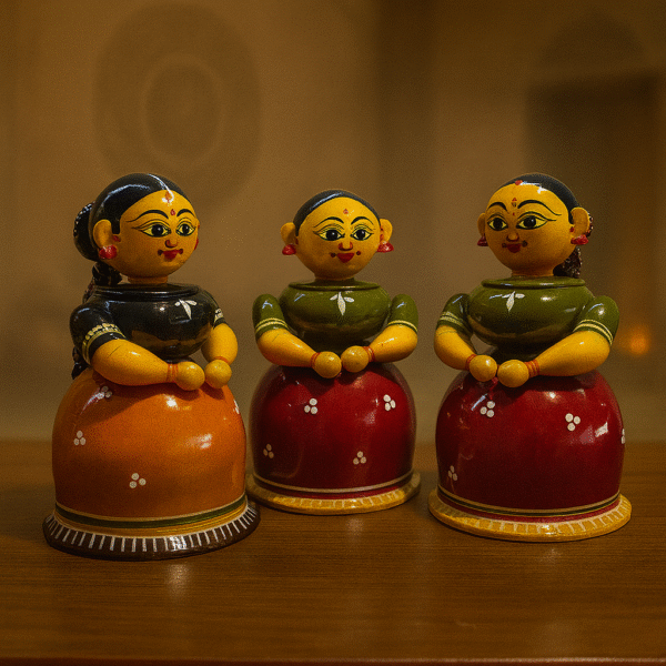 Handcrafted Etikoppaka Wooden Butta Bomma Set (Small)