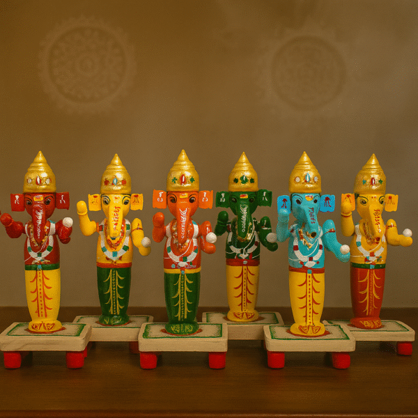 Handcrafted Etikoppaka Wooden Standing Ganesh