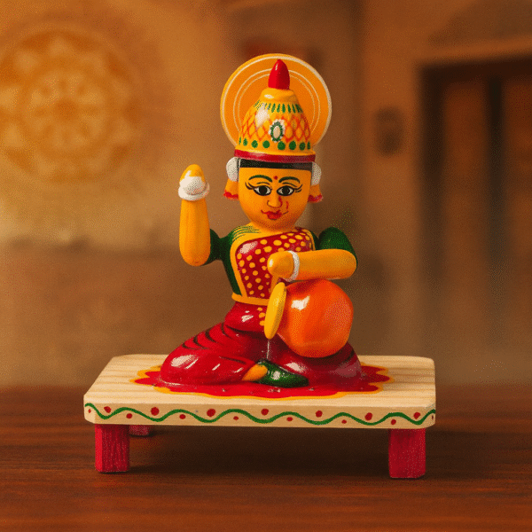 Handcrafted Etikoppaka Wooden Goddess Lakshmi Figurine