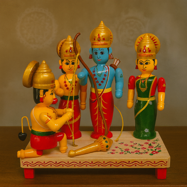 Handcrafted Etikoppaka Wooden Ram Pattabhishekam Set