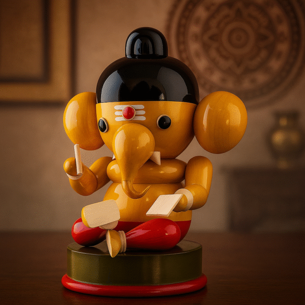 Handcrafted Etikoppaka Wooden Vidya Ganesh – Traditional Indian Lacquer Craft